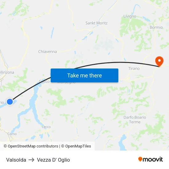 Valsolda to Vezza D' Oglio map