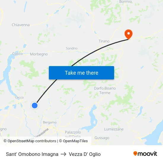 Sant' Omobono Imagna to Vezza D' Oglio map
