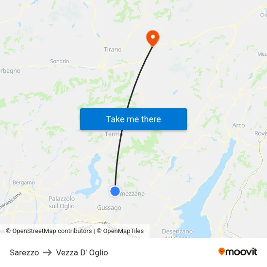Sarezzo to Vezza D' Oglio map