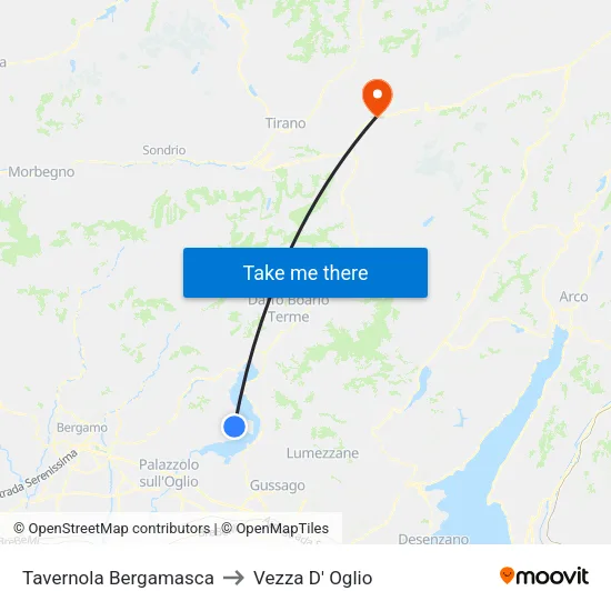 Tavernola Bergamasca to Vezza D' Oglio map