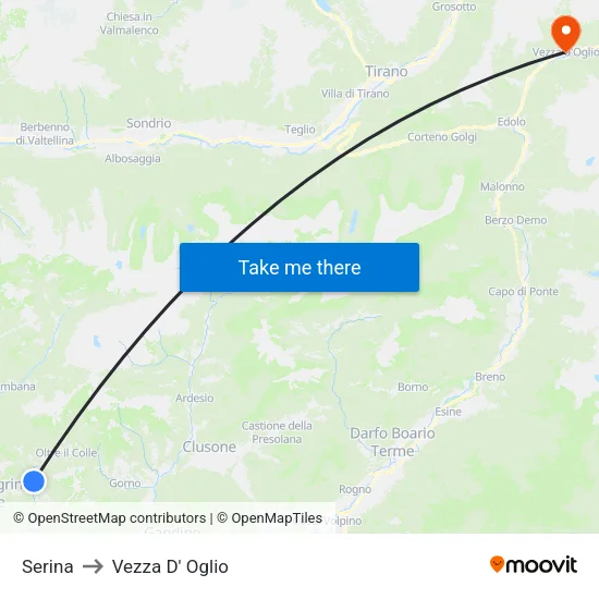 Serina to Vezza D' Oglio map