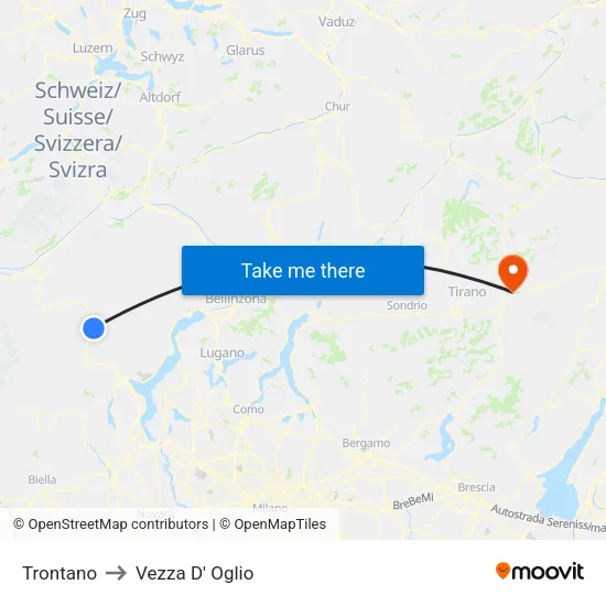 Trontano to Vezza D' Oglio map