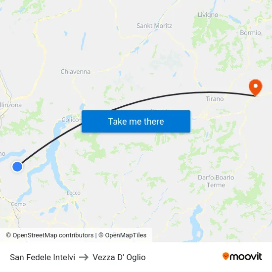San Fedele Intelvi to Vezza D' Oglio map