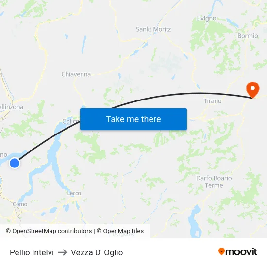 Pellio Intelvi to Vezza D' Oglio map