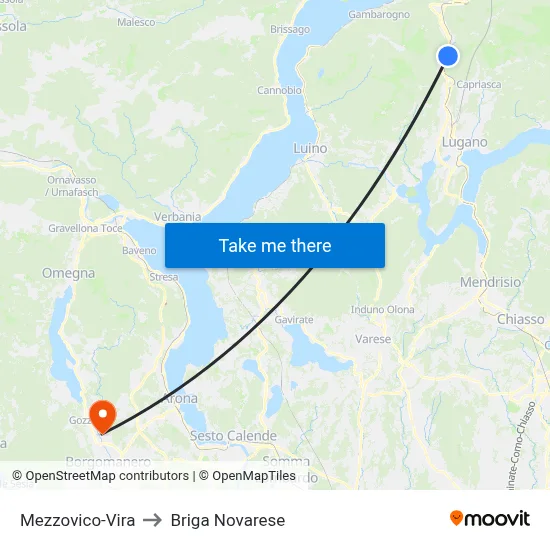 Mezzovico-Vira to Briga Novarese map