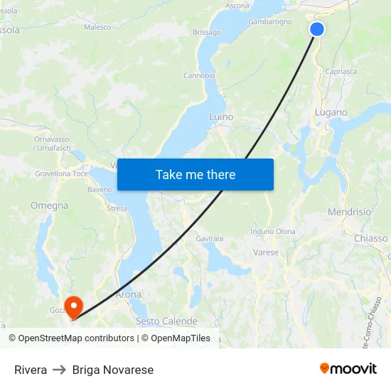 Rivera to Briga Novarese map