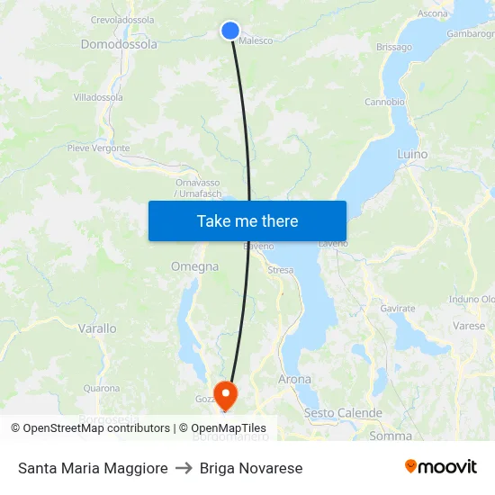 Santa Maria Maggiore to Briga Novarese map