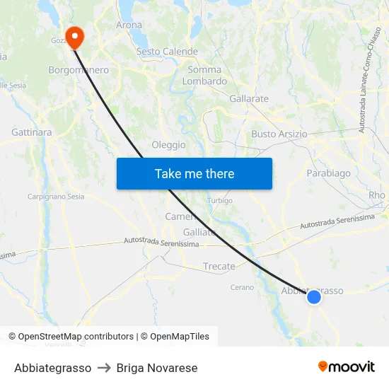 Abbiategrasso to Briga Novarese map