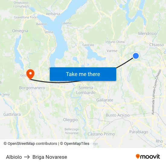 Albiolo to Briga Novarese map