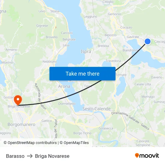 Barasso to Briga Novarese map