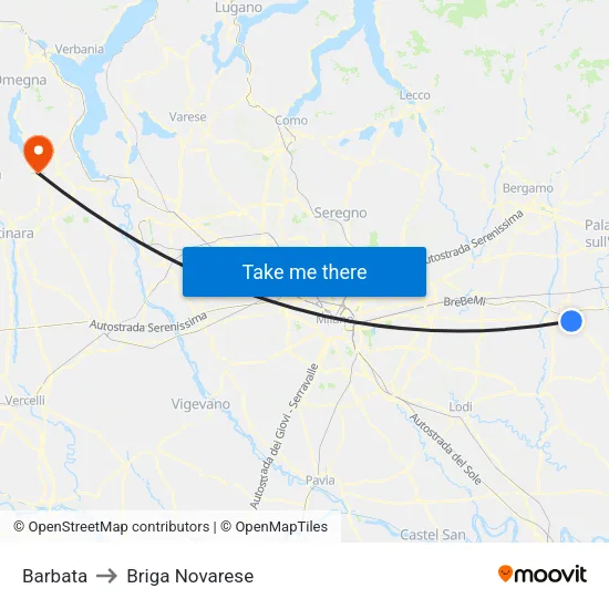 Barbata to Briga Novarese map