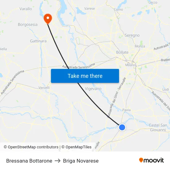 Bressana Bottarone to Briga Novarese map