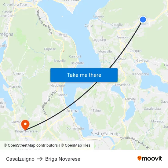 Casalzuigno to Briga Novarese map