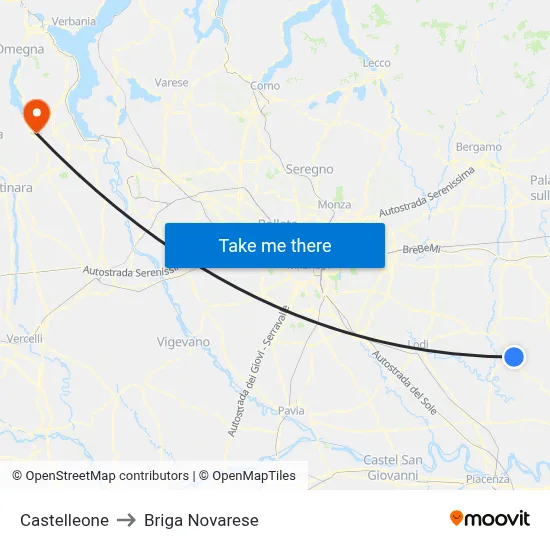 Castelleone to Briga Novarese map