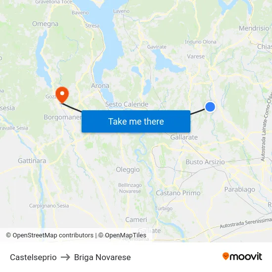 Castelseprio to Briga Novarese map
