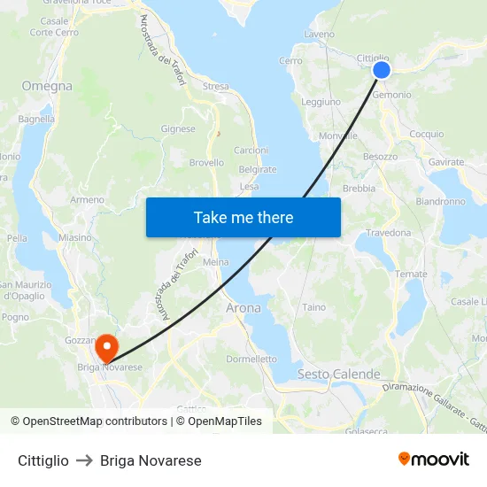 Cittiglio to Briga Novarese map