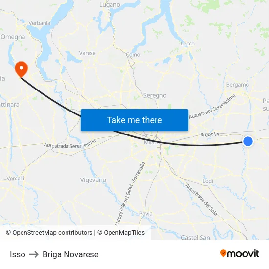 Isso to Briga Novarese map