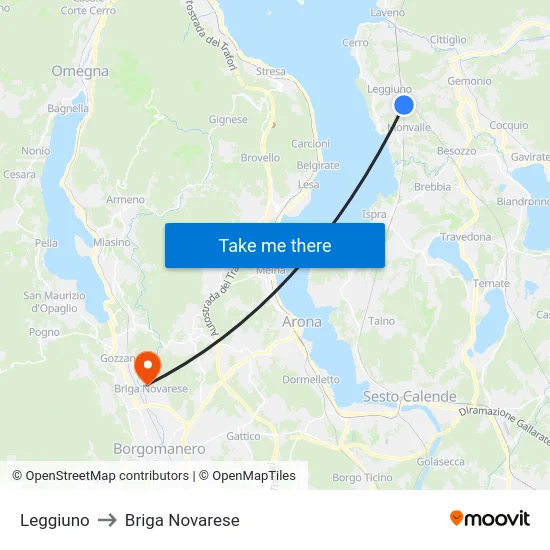 Leggiuno to Briga Novarese map