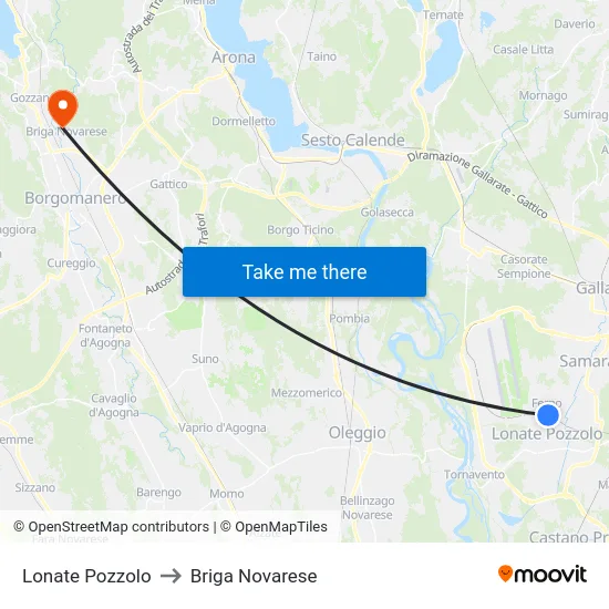 Lonate Pozzolo to Briga Novarese map