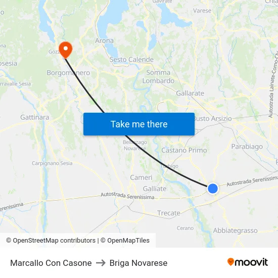 Marcallo con Casone to Briga Novarese map