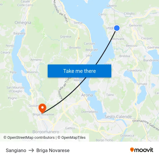 Sangiano to Briga Novarese map