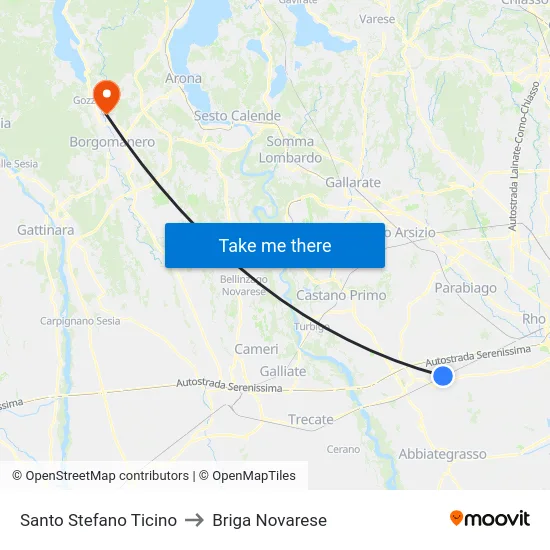 Santo Stefano Ticino to Briga Novarese map