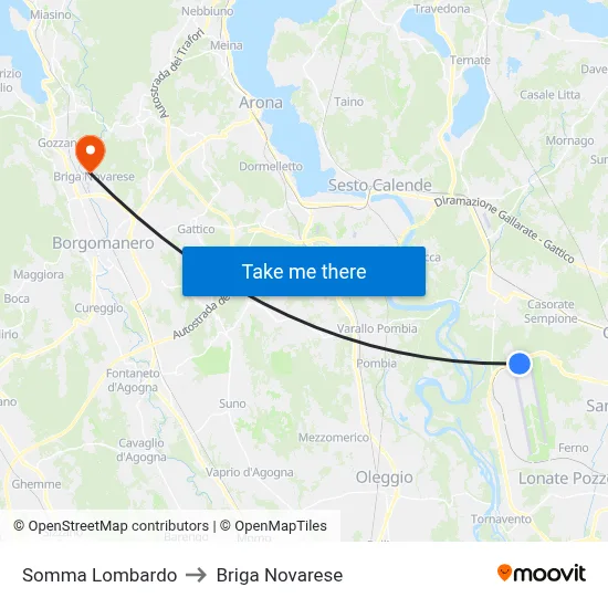 Somma Lombardo to Briga Novarese map