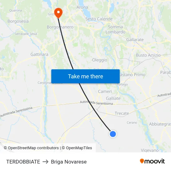 TERDOBBIATE to Briga Novarese map