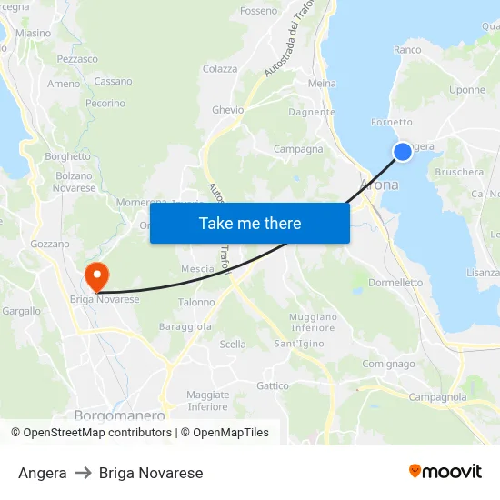 Angera to Briga Novarese map