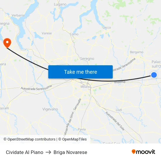 Cividate al Piano to Briga Novarese map