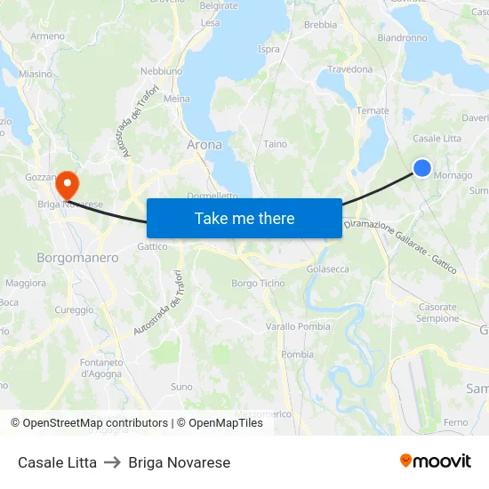 Casale Litta to Briga Novarese map