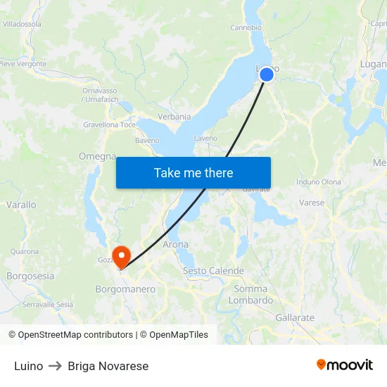 Luino to Briga Novarese map