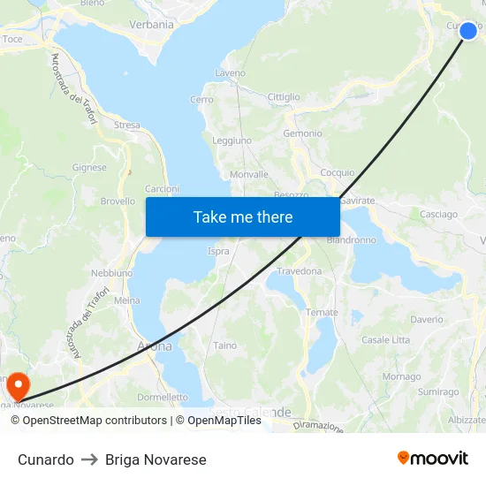 Cunardo to Briga Novarese map