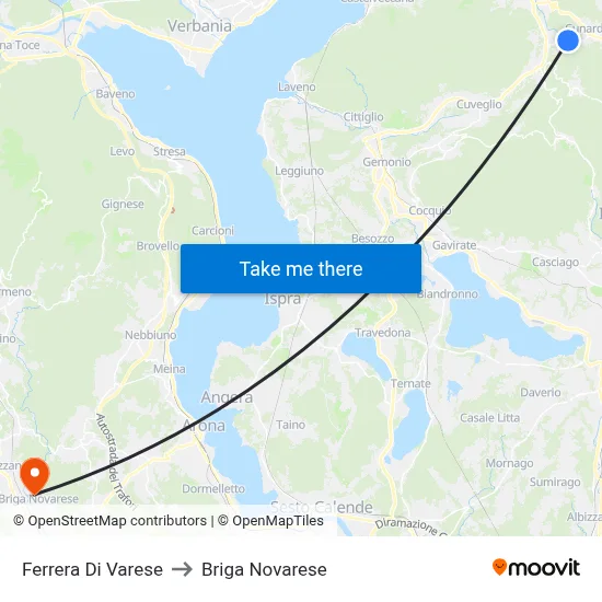 Ferrera Di Varese to Briga Novarese map