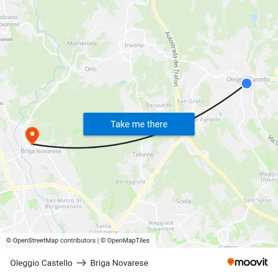 Oleggio Castello to Briga Novarese map
