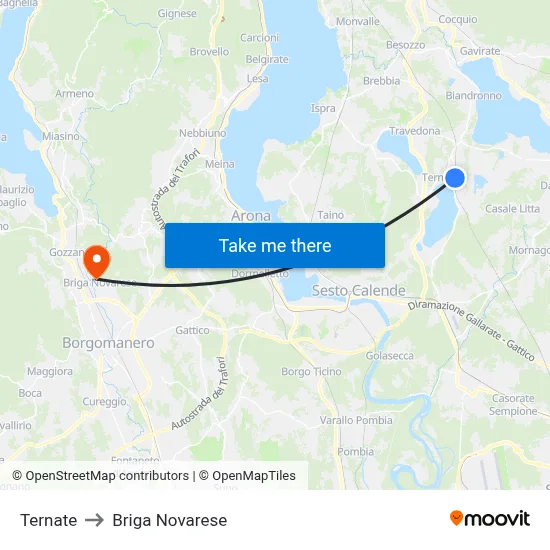 Ternate to Briga Novarese map