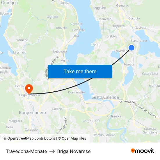Travedona-Monate to Briga Novarese map