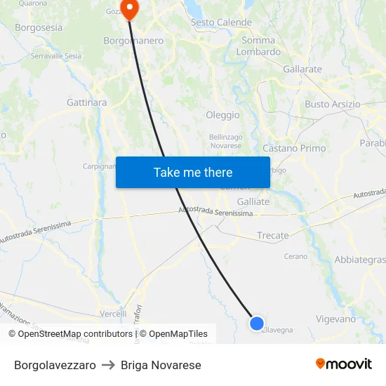 Borgolavezzaro to Briga Novarese map