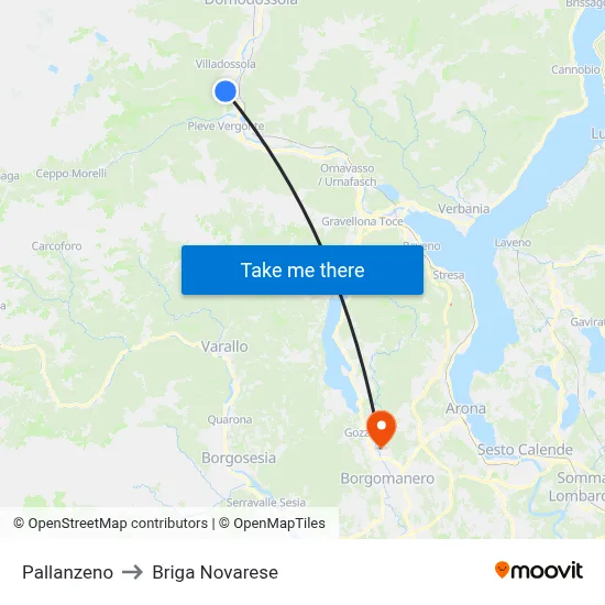 Pallanzeno to Briga Novarese map