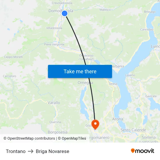 Trontano to Briga Novarese map