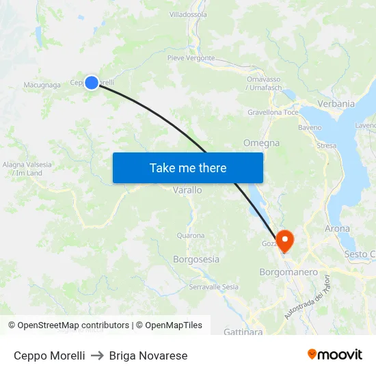 Ceppo Morelli to Briga Novarese map