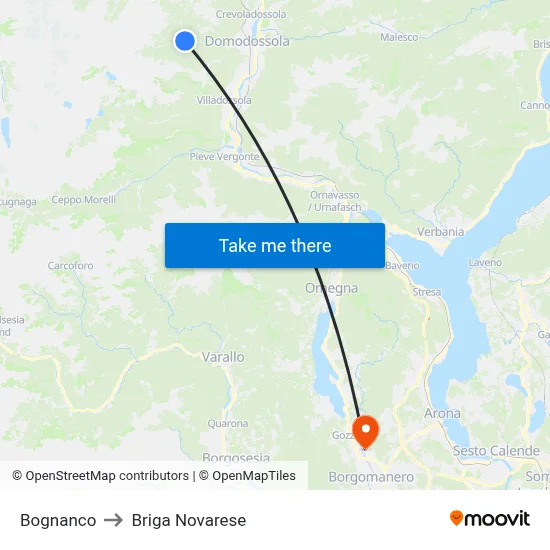 Bognanco to Briga Novarese map