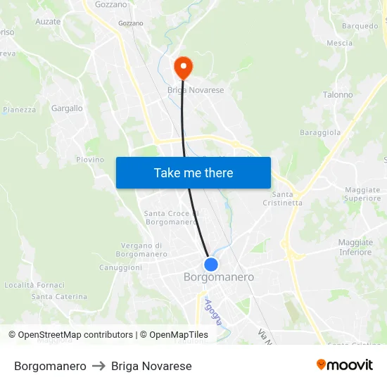 Borgomanero to Briga Novarese map
