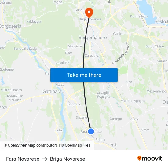 Fara Novarese to Briga Novarese map