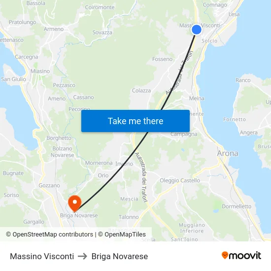 Massino Visconti to Briga Novarese map