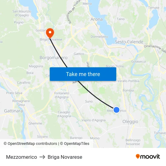 Mezzomerico to Briga Novarese map