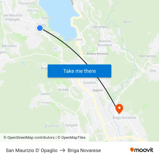 San Maurizio D' Opaglio to Briga Novarese map