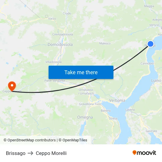 Brissago to Ceppo Morelli map