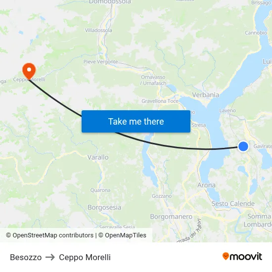Besozzo to Ceppo Morelli map
