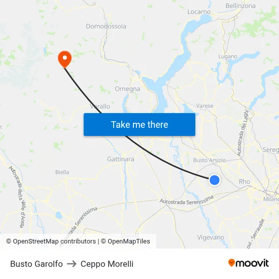 Busto Garolfo to Ceppo Morelli map